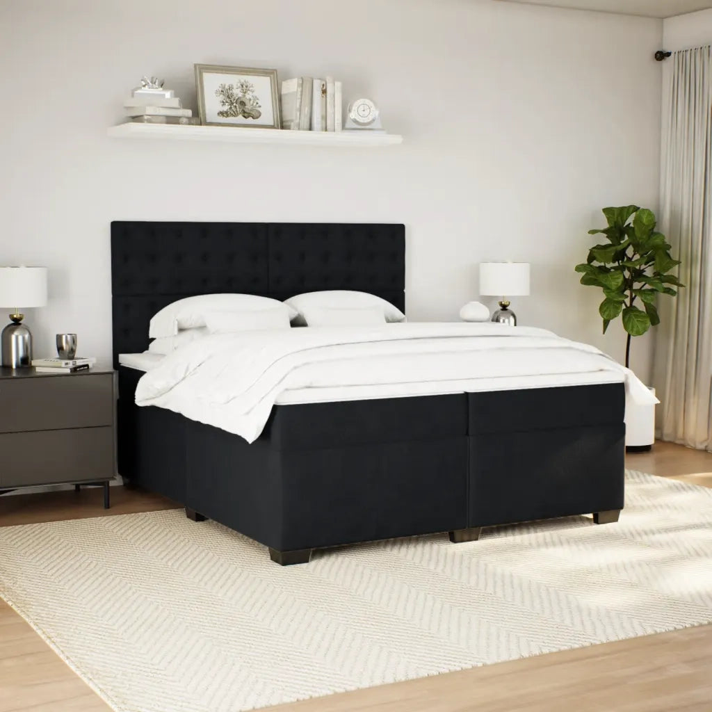Giroletto a Molle con Materasso Nero 200x200 cm in Velluto 3291016