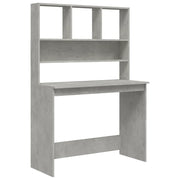 Scrivania | Tavolo da Ufficio Mensole Grigio Cemento 102x45x148cm Legno Multistrato