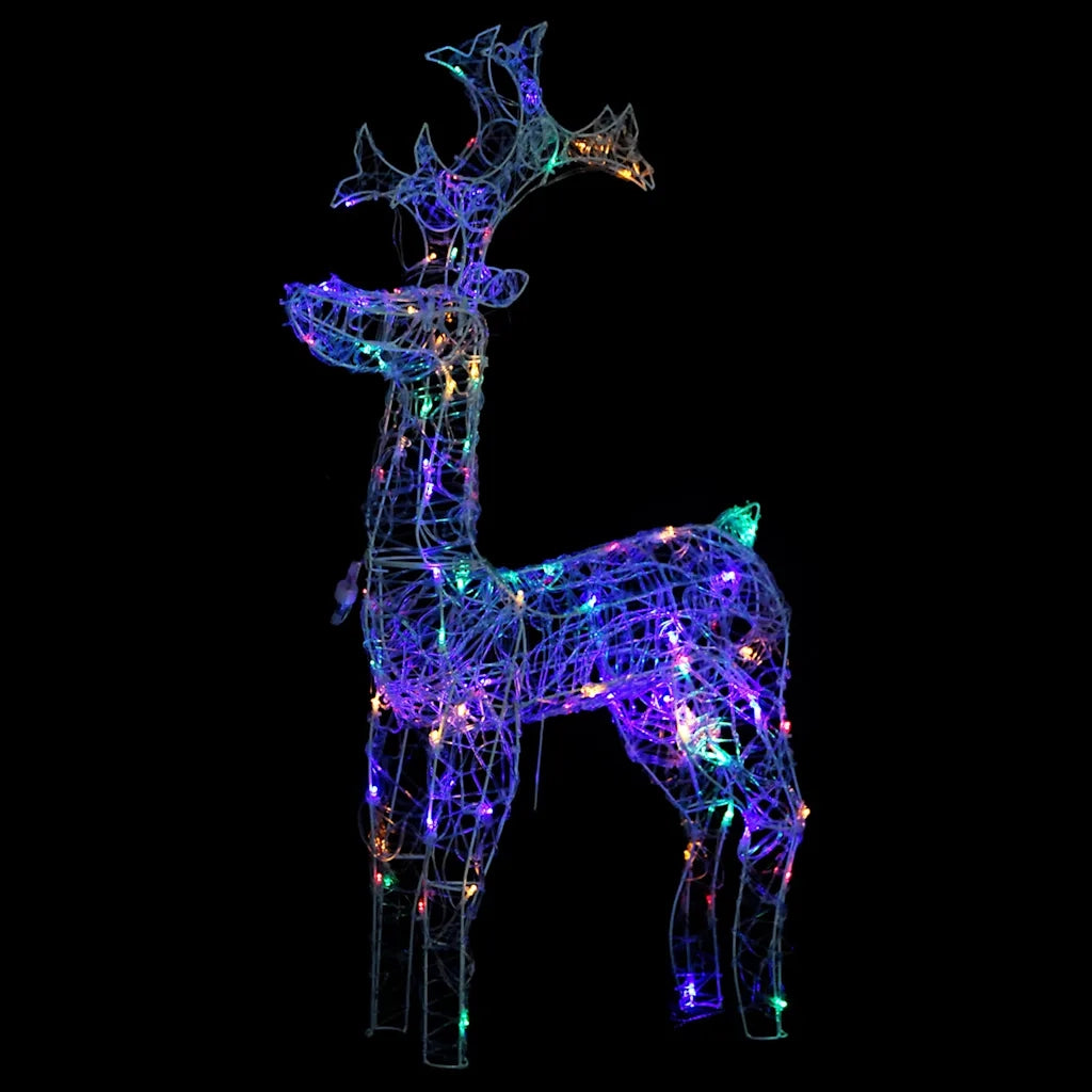 Renne e Slitta Decorazione Natale 90 LED 60x16x100 cm Acrilico cod mxl 32436