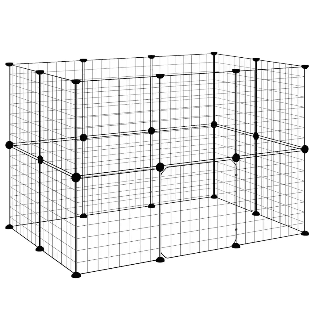 Gabbia per Animali 20 Pannelli con Porta Nera 35x35 cm Acciaio 3114037