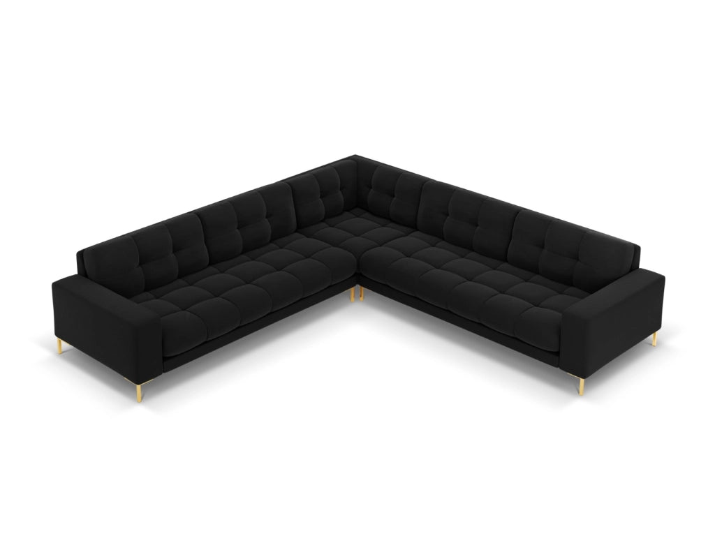 Cosmopolitan Design - Divano angolare reversibile "Bali" 6 posti in velluto nero 