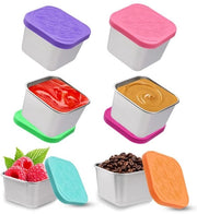 Contenitori per salse riutilizzabili - 6 pezzi - acciaio inossidabile - coperchi in silicone impermeabili - 60ml/180ml - progetto progettuale spazievitore