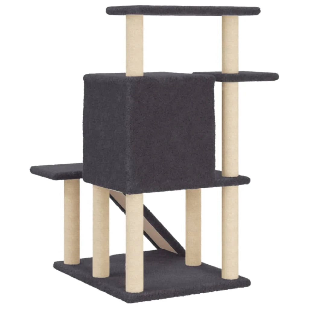Tiragraffi per gatti torre per arrampicata giocattolo piattaforma per arrampicata con tiragraffi in sisal scuro 97 cm grigio 02_0022721