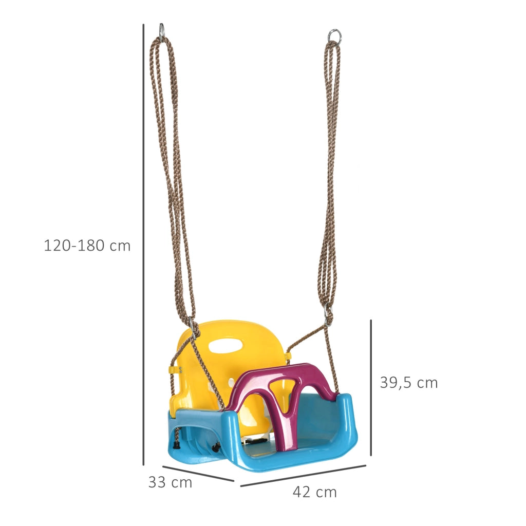 Altalena per bambini 3 in 1 ¨C zephmum ¨C blu e giallo, 42x33x180 cm