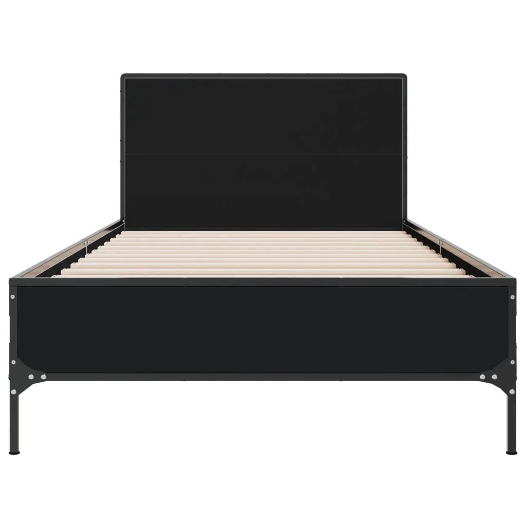 Giroletto Nero 75x190 cm in Legno Multistrato e Metallo 845557