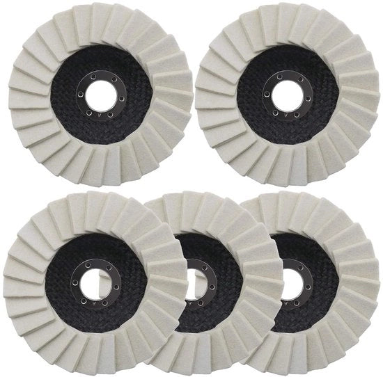 Set di 5 dischi di polimento da 5 pol/125mm per RVS, vetro, metallo e alluminio con disco rotante lampeggiante per abrasivo a forma di Y.