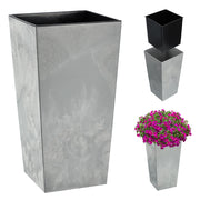 Vaso da fiori grande e alto KADAX, grigio, con inserto per fiori, 19x36 cm