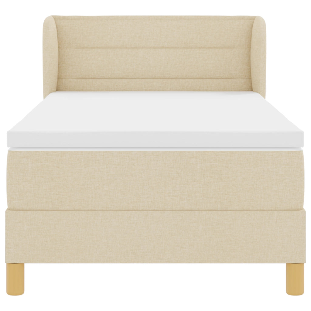 Letto Box Spring con Materasso - Crema - 80x200 cm - Tessuto