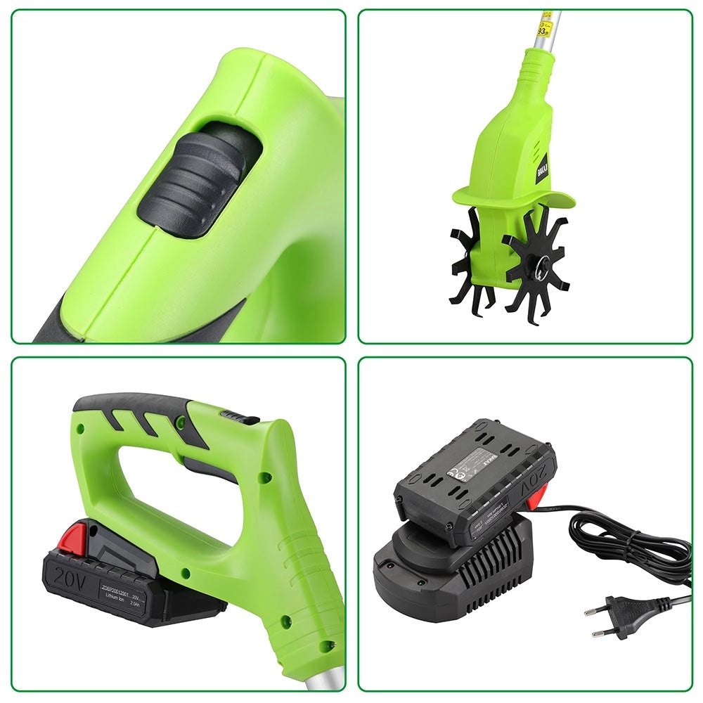 Motozappa Elettrozappa a Batteria Litio 20V 2000mah Zappatrice 17cm