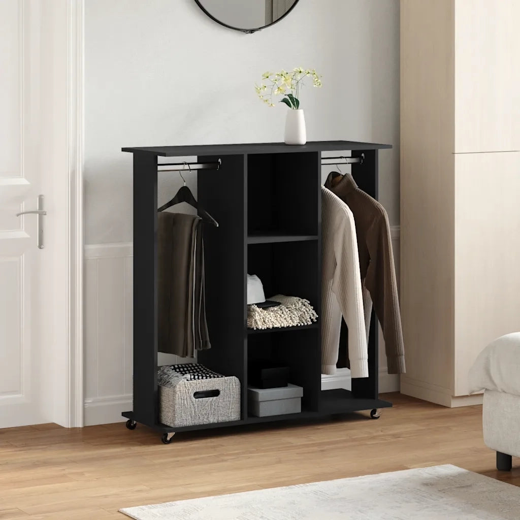 vidaXL Armadio con Ruote Nero 102x38x110 cm in Legno Multistrato