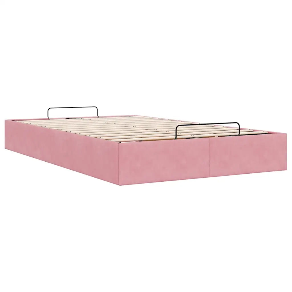 Struttura Letto Pouf Senza Materasso Rosa 120x190 cm Velluto 3310954