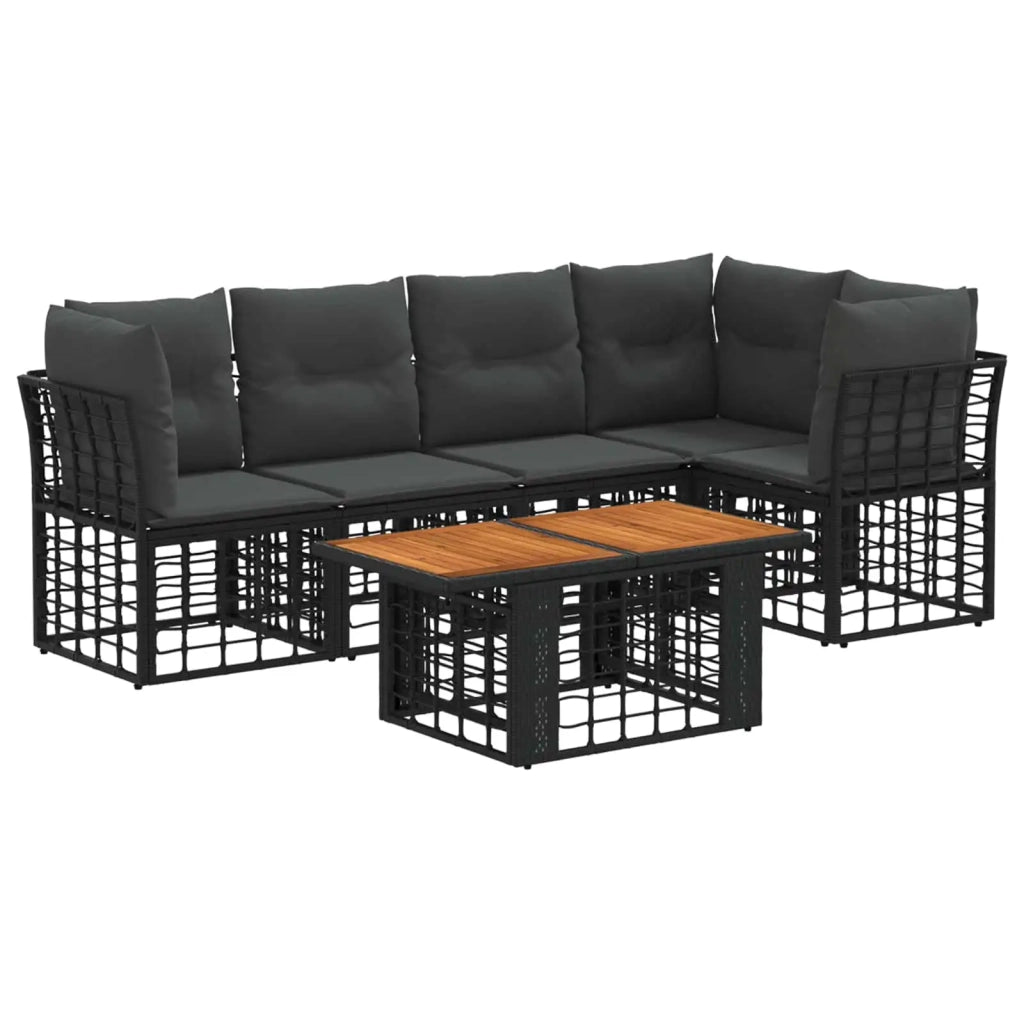 Set Divano da Giardino 6 pz Nero e Grigio scuro polyrattan 3437863