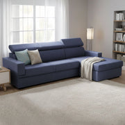 Alibella, Divano Letto con Penisola Sfoderabile Made in Italy, 260x95 cm blu