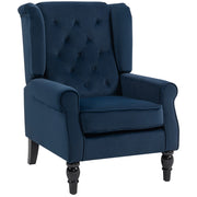 Poltrona capitonn¨¦ con schienale alto e braccioli ¨C Xylo ¨C tessuto blu scuro 74x86x102cm