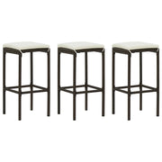 Sgabelli da Bar con Cuscini 3 pz Marroni in Polyrattan cod mxl 67378