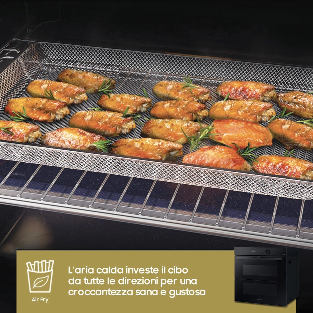 Samsung NV7B5760WBK-U5 Forno Elettrico Multifunzione da incasso a Vapore Dual Cook Flex Steam Classe energetica A+ 40 Programmi Frittura ad Aria WiFi 59,5 cm Nero