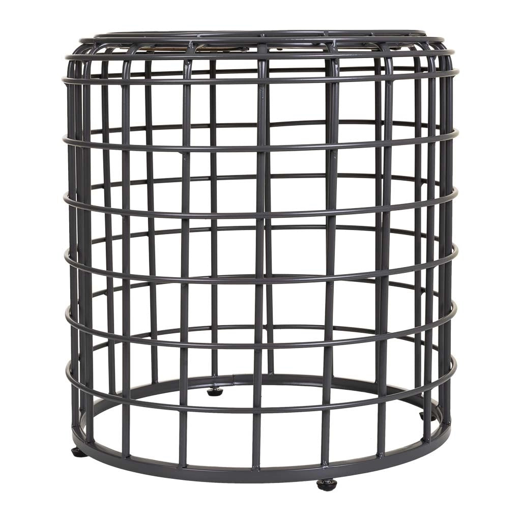 Tavolino in metallo nero e legno 44x44x45h