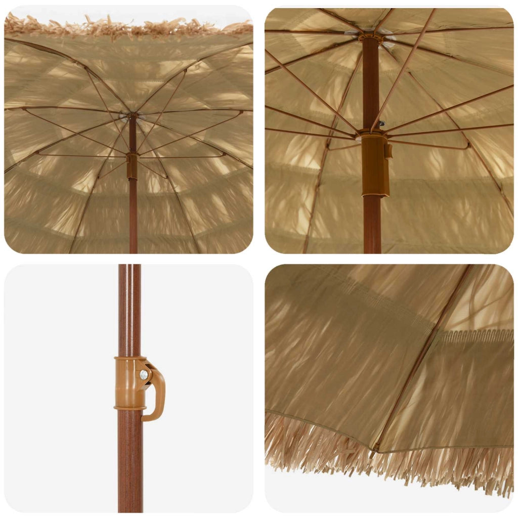 Ombrellone da spiaggia portatile e regolabile stile tropicale da giardino 255 x 255 x 196 cm poliestere naturale 02_0058867
