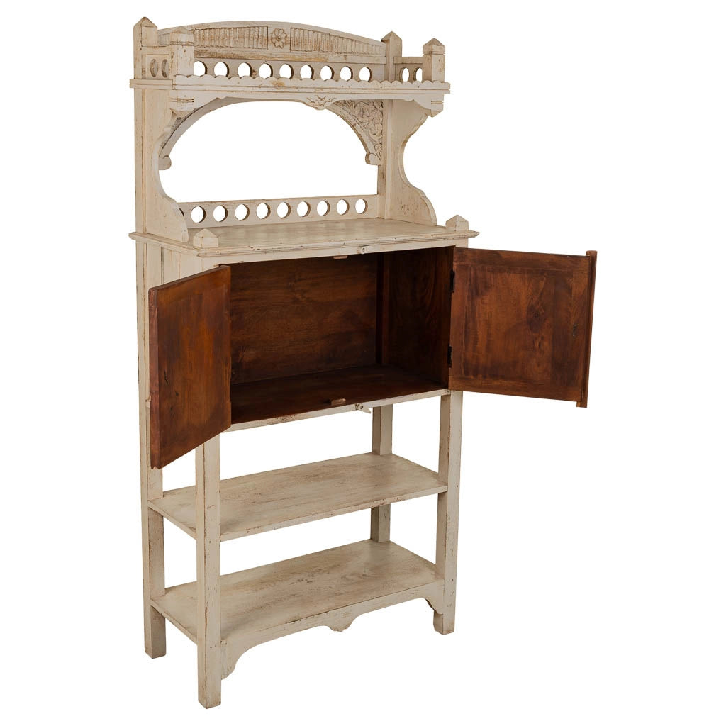 Credenza in legno bianca fatta a mano 75x35x150h