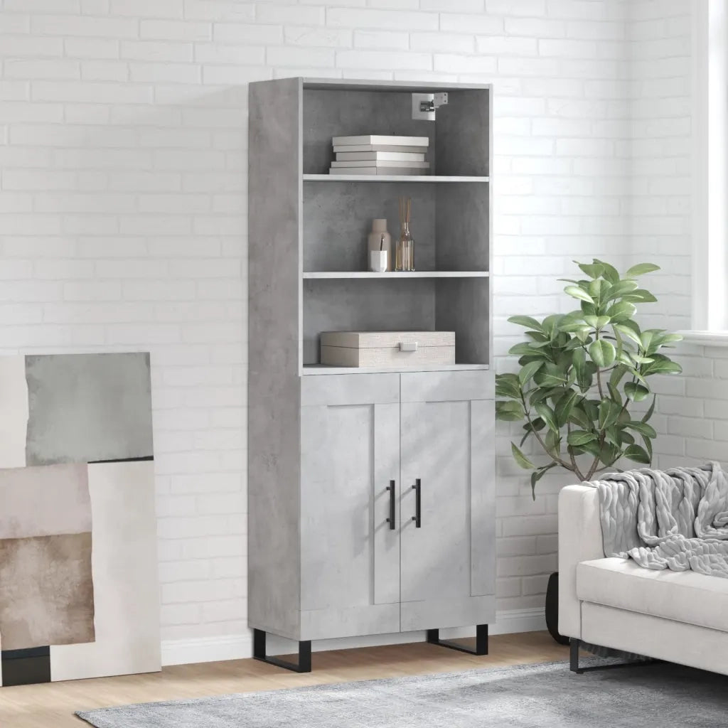 Credenza | Madia | Buffet da pranzo | Armadio da pranzo Grigio Cemento 69,5x34x180 cm in Legno Multistrato