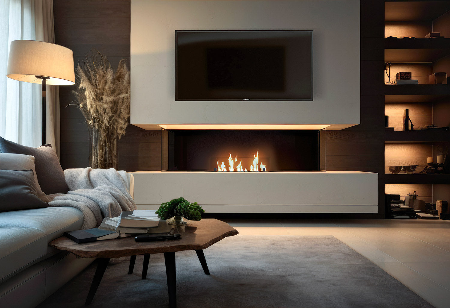 Bruciatore a Bioetanolo da Incasso 80x32x15 cm Insert Slim 800 Nero con Vetro