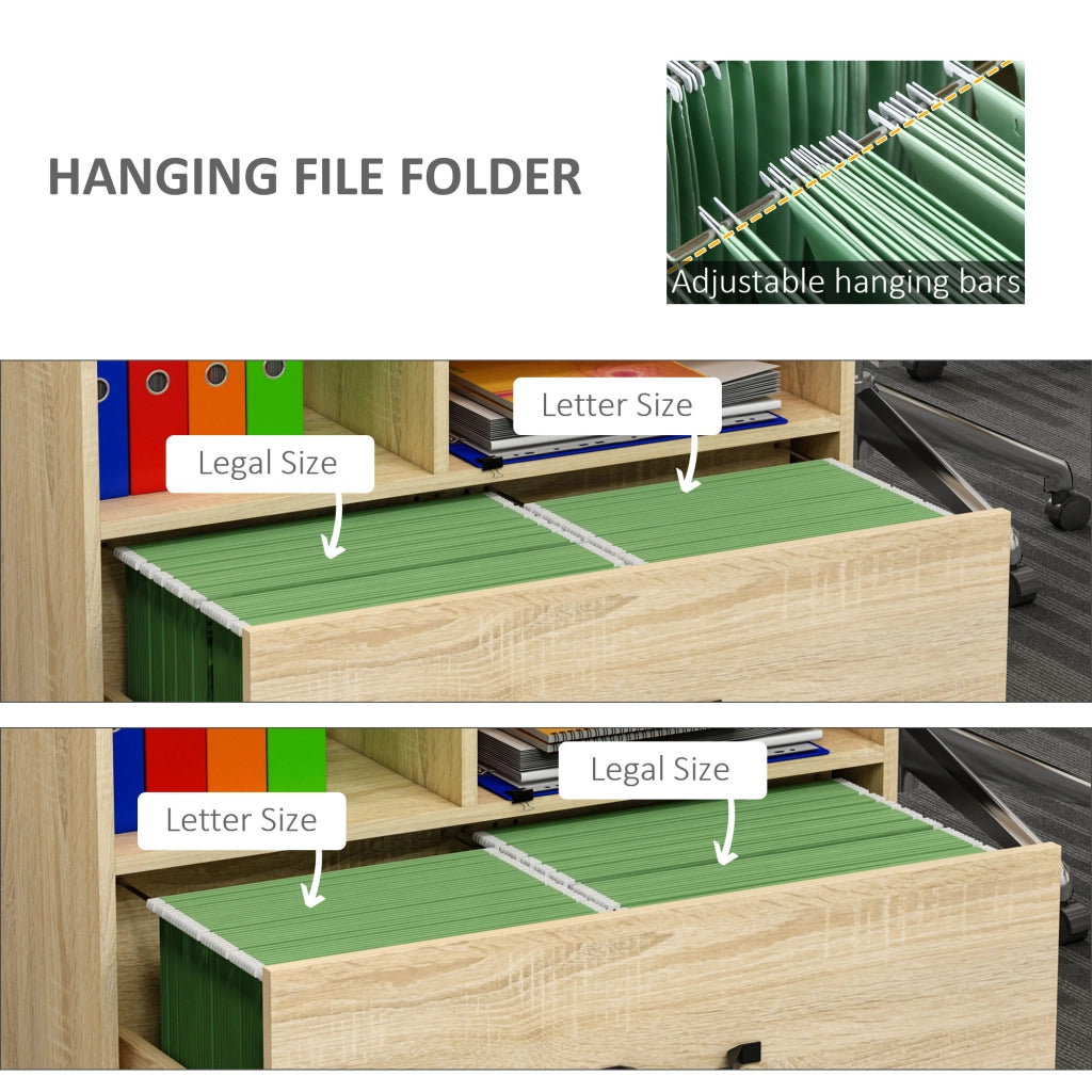 EasyComfort Mobile Multiuso per Ufficio Porta Stampante con 5 Ruote e Ripiano Regolabile, 77x40x73cm - Legno