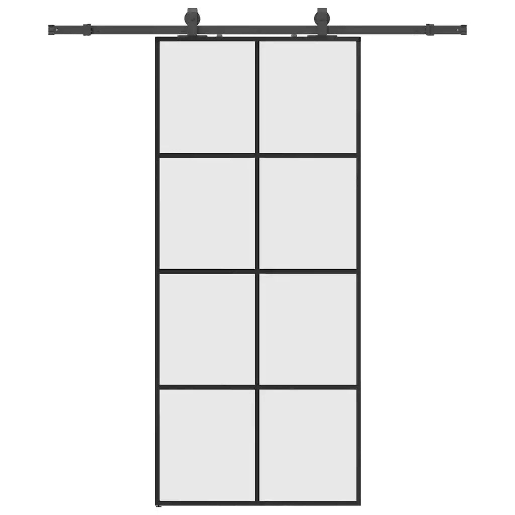 Porta Scorrevole con Ferramenta Nera 90x205 cm in Vetro ESG