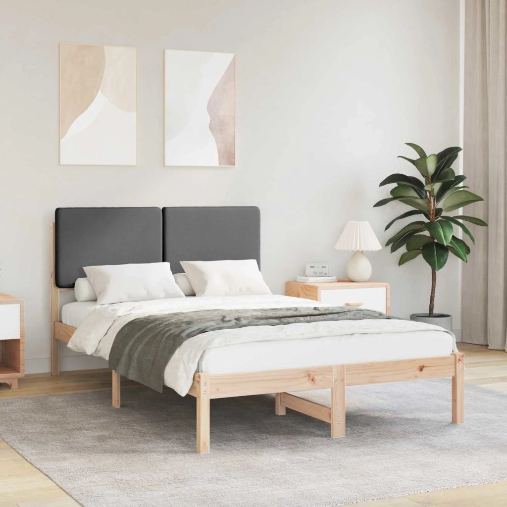 Letto con Testiera Rivestita Grigio scuro 120 x 190 cm