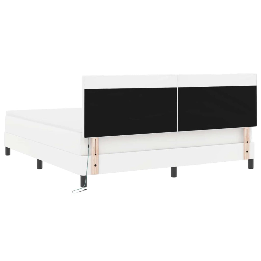 Letto a molle con materasso Bianco 180 x 200 cm Pelle sintetica 3339061