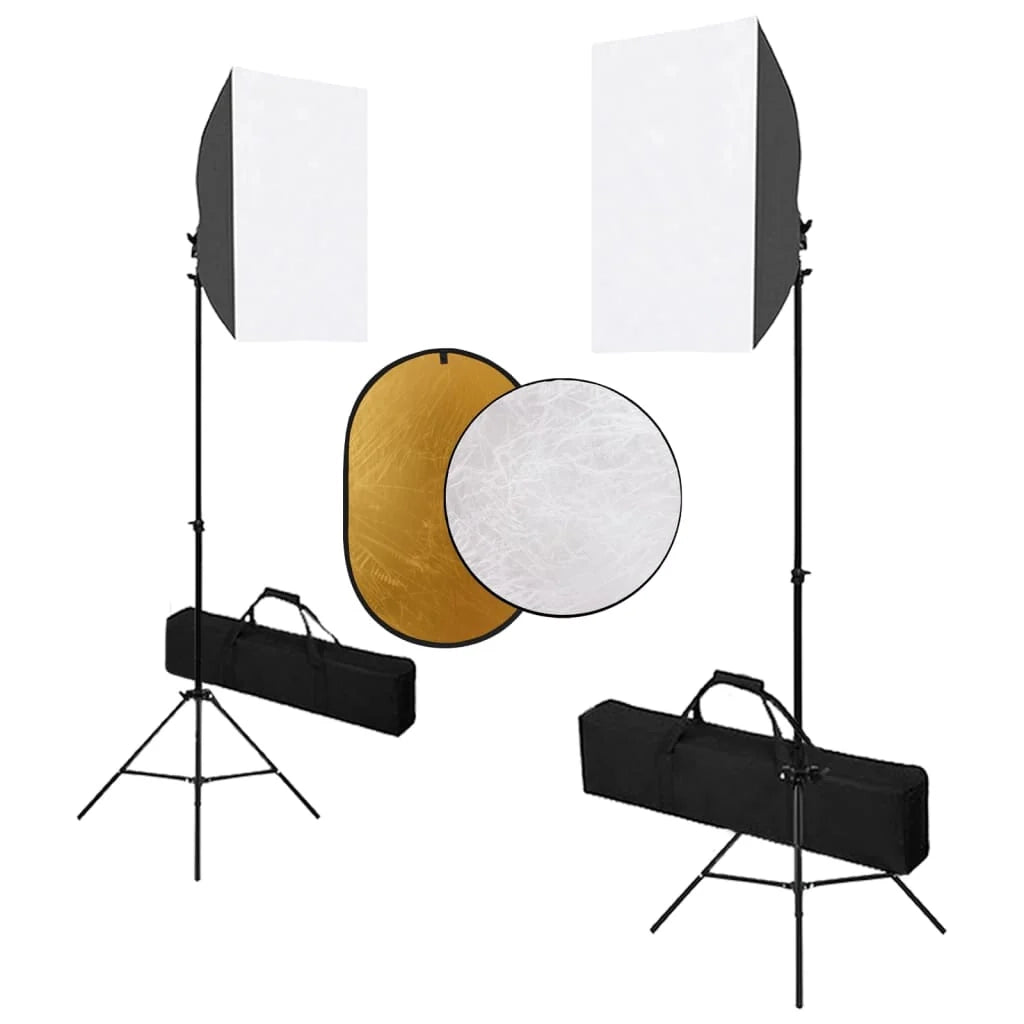 Kit professionale per studio fotografico con softbox e riflettore oro e argento luce bianca morbida e nera 02_0001425