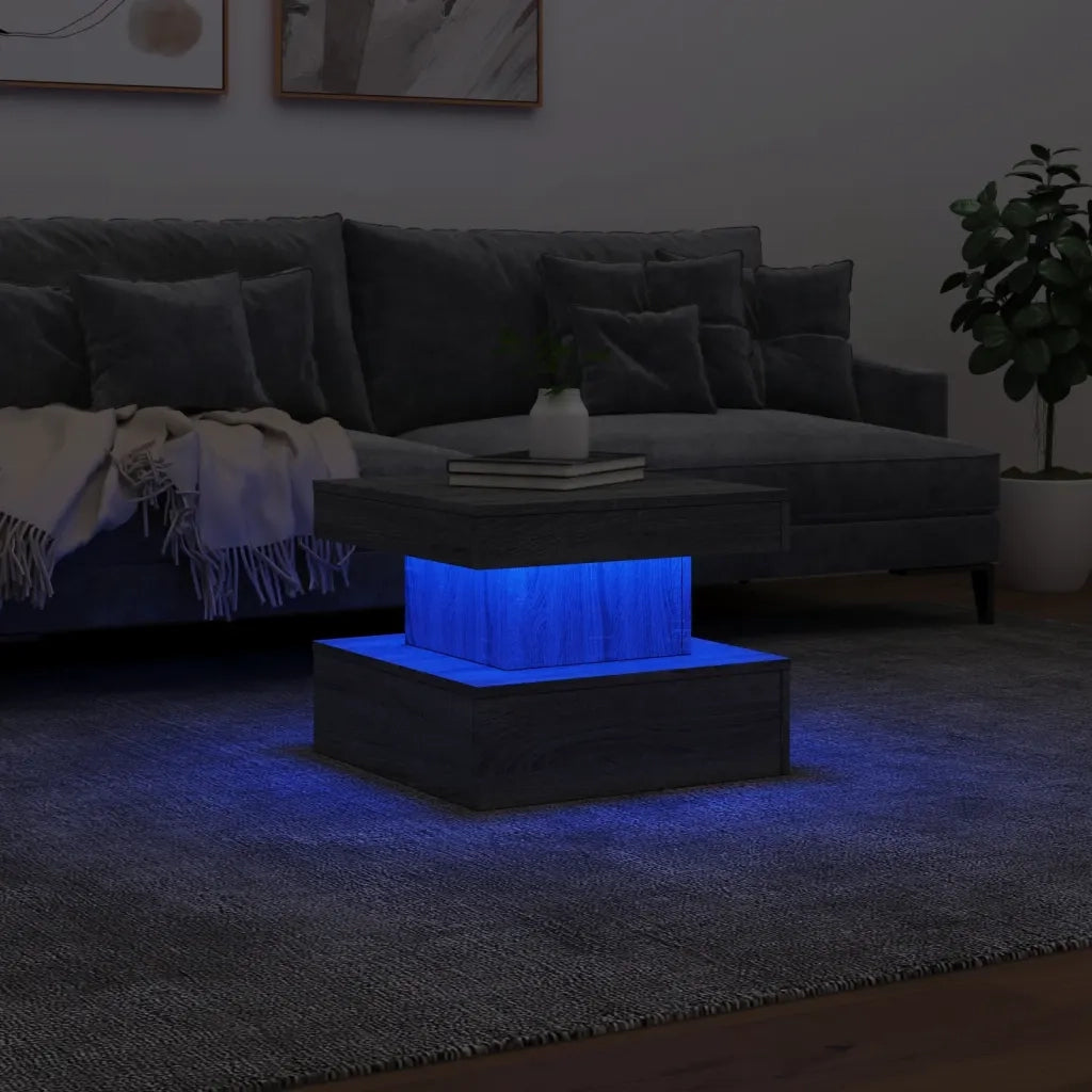 Tavolino da salotto | Tavolino da caff¨¨ | Tavolino da Soggiorno con Luci LED Grigio Sonoma 50x50x40 cm