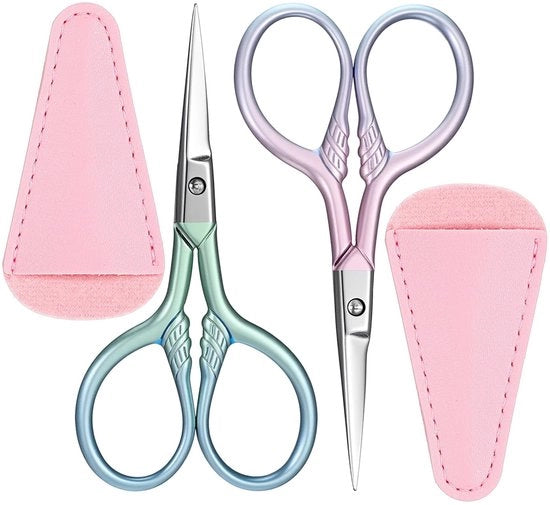 Schaar per Barba - Professionale Scissor per Naso e sopracciglia - Inclusa Custodia in PU - Stile Blu Gradient - Ideale per Uomo.