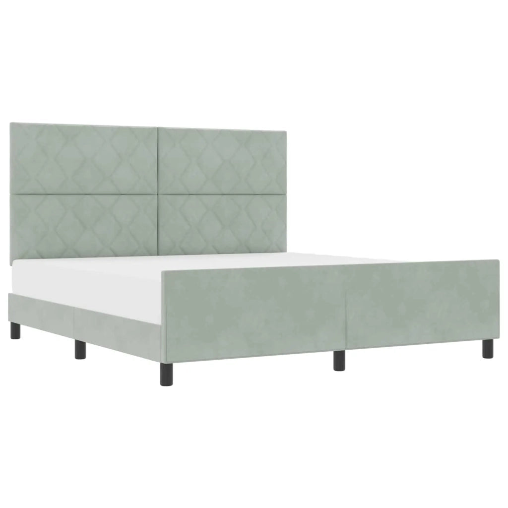 Letto a molle con testiera Grigio chiaro 180 x 200 cm Velluto 3345023