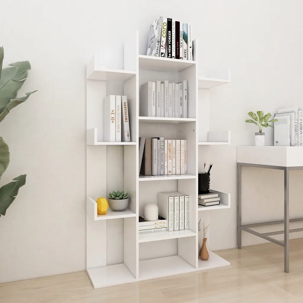 Libreria Bianca 86x25,5x140 cm in Legno Multistrato 808900