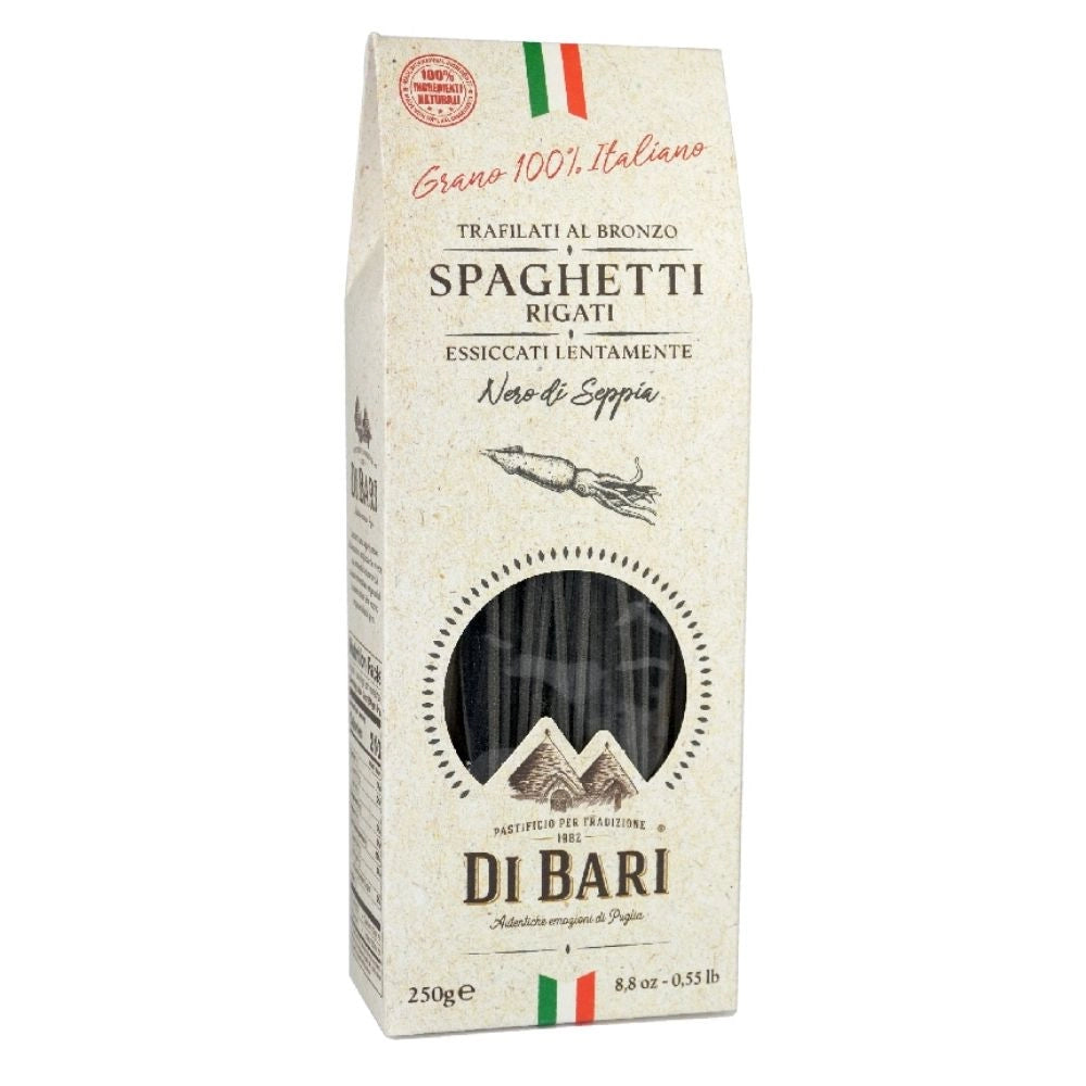 Tarall'oro spaghetti al nero di seppia pasta trafilata al bronzo in confezione da 250 grammi