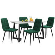 Set tavolo e sedie con 1 tavolo rettangolare e 4 sedie in MDF, velluto e metallo verde
