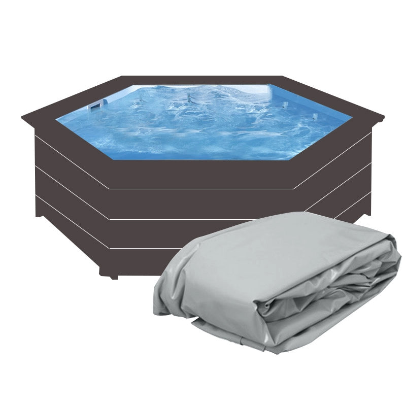 Liner Grigio per piscina Gre in legno composito WPC WOOD ottagonale  4,10 x h.1,24 m - Sistema Hung (P3)