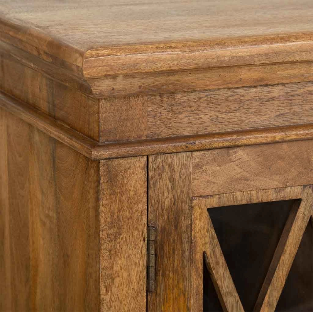 Credenza in legno e vetro marrone 170x40x100