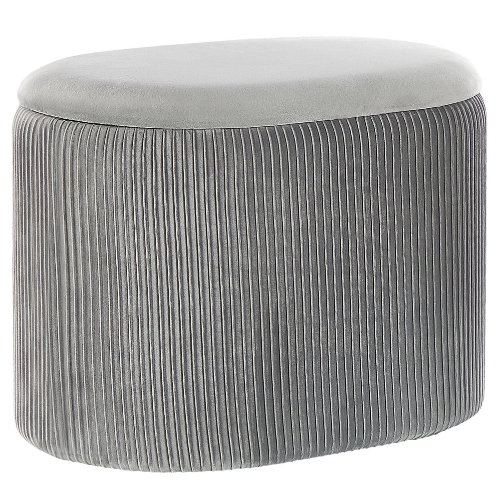 Pouf Grigio chiaro Velluto Glamour Storage Poggiapiedi Soggiorno Camera da letto