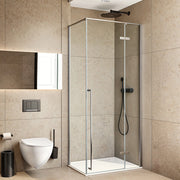 Box doccia angolare 80x100 con porta battente cristallo trasparente e profili cromati Nylo