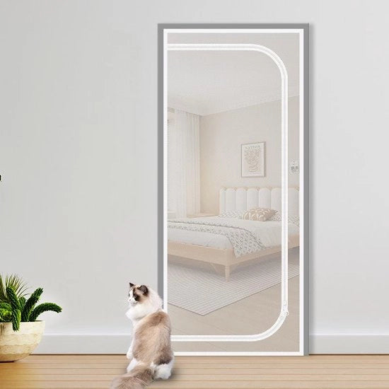 Porta di sicurezza anti-topo, anti-intrusione, anti-zanzare, anti-topo grattugia, con chiusura a cerniera, adatto per soggiorno, cucina, camera da letto, bianco, 130x220cm