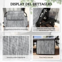 Lettino da Giardino Pieghevole e Reclinabile con Tasca Laterale, 68x189x30 cm, Nero e Grigio