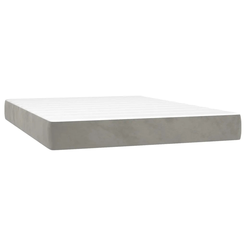 Letto a Molle con Materasso e LED Grigio Chiaro 140x190 cm Velluto 3134579