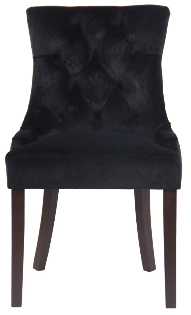 Set 4 poltrone pranzo Aberdeen in velluto nero,antico