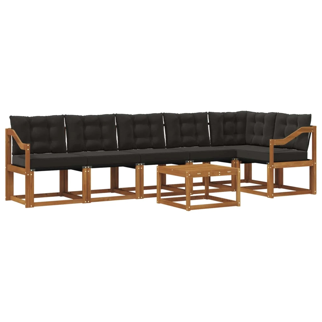 Set di divani da esterno con cuscino 7 pcs Naturale e Nero 3368747