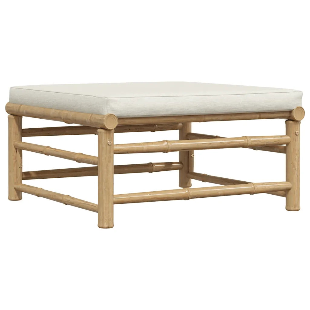 Set Divani da Giardino 3 pz con Cuscini Bianco Crema in Bambù 313142