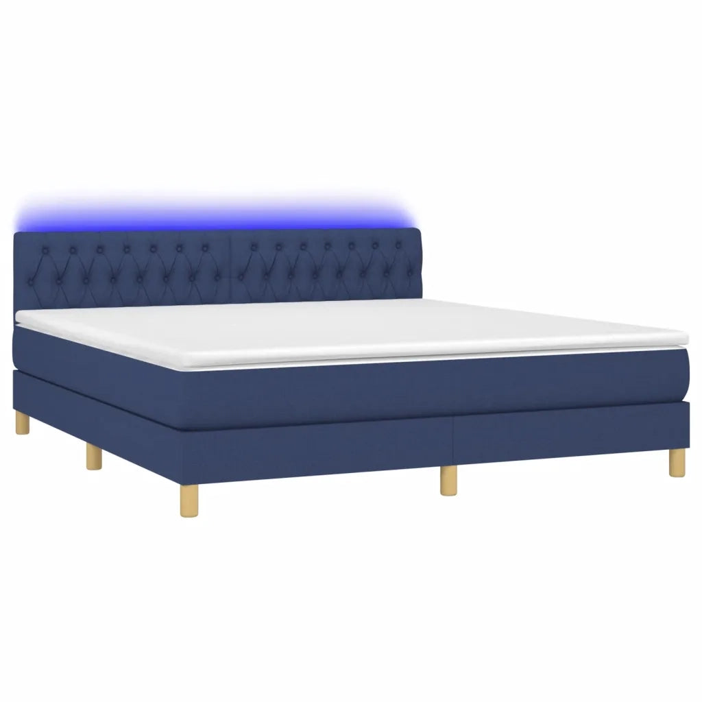 Letto a Molle con Materasso e LED Blu 160x200 cm in Tessuto 3133971