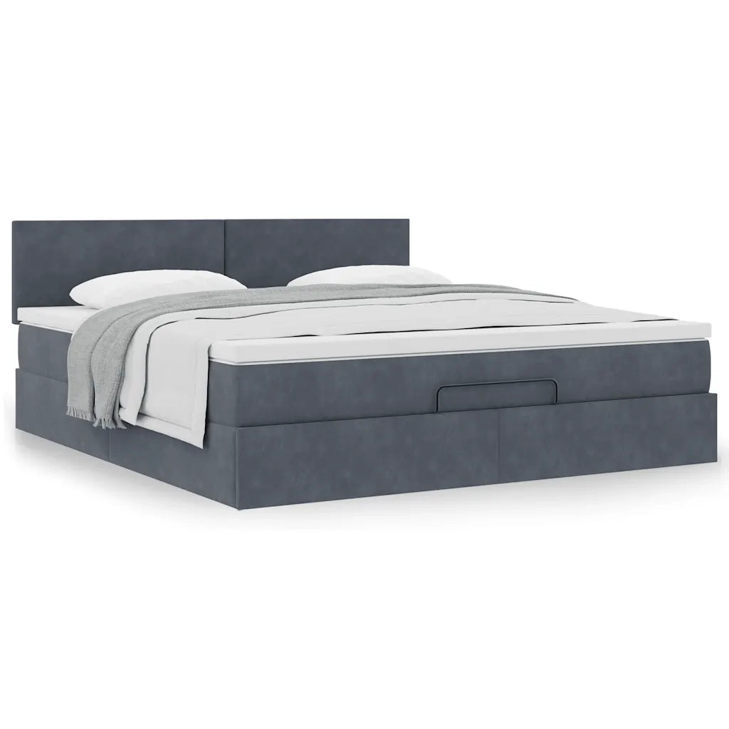 Struttura Letto Pouf con Materasso 160x200 cm in Velluto 3311712