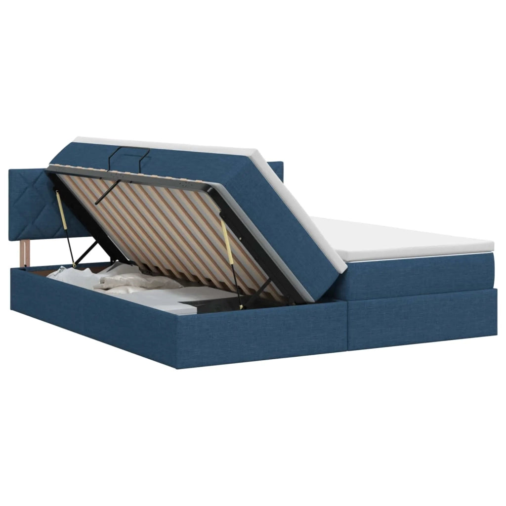 Letto con Contenitore con testiera 2 pz Blu Pelle Sintetica 3458924