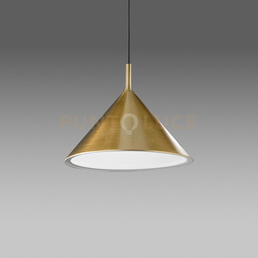 BARBIE S/G - LAMPADARIO A SOSPENSIONE IN ALLUMINIO OTTONE/BIANCO OPACO 1 LUCE ATTACCO E27 D.40CM